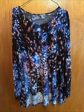 Cato Blue Black and Brown Abstract Print Skirt